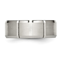 Chisel Stainless Steel Brushed and Polished Grooved 8mm Beveled Edge Band