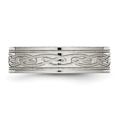Chisel Stainless Steel Brushed Celtic Laser Etched 6mm Flat Band