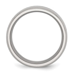 Chisel Stainless Steel Polished Black Enamel 8mm Beveled Edge Band