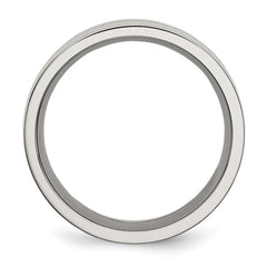 Chisel Stainless Steel Polished with Black Carbon Fiber Inlay 8mm Flat Band