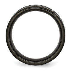 Chisel Stainless Steel Polished Black IP-plated with Grey Carbon Fiber Inlay 8mm Band