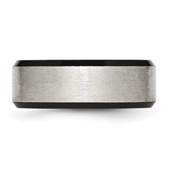 Chisel Stainless Steel Polished Black IP-plated with Brushed Center 8mm Beveled Edge Band