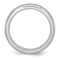 Chisel Stainless Steel Polished 4mm August Light Green CZ Ring