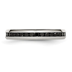 Chisel Stainless Steel Polished 4mm Black CZ Ring