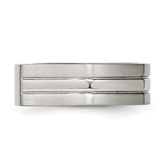Chisel Stainless Steel Brushed and Polished Signet Ring