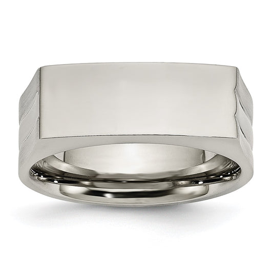 Chisel Stainless Steel Brushed and Polished Signet Ring