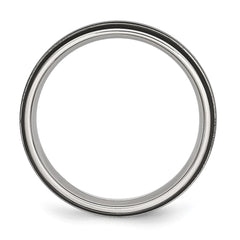 Chisel Stainless Steel Polished Black IP-plated 6mm Grooved Band