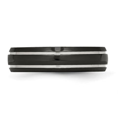 Chisel Stainless Steel Polished Black IP-plated 6mm Grooved Band
