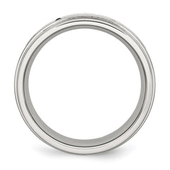 Chisel Stainless Steel Polished 1/6 Carat Black Diamond 8mm Flat Band