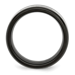 Chisel Stainless Steel Polished Black IP-plated 1/4 Carat Black Diamond 9mm Band