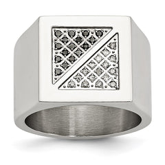 Chisel Stainless Steel Polished 1/4 Carat Black and White Diamond Ring