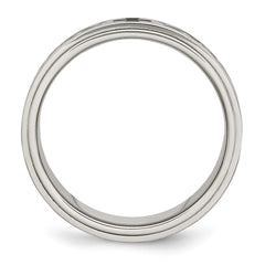 Chisel Stainless Steel Brushed and Polished Enamel Rotating Swirl Design 8mm Band