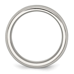 Chisel Stainless Steel Base with Polished Black Ceramic Center Beveled Band