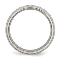 Chisel Stainless Steel Polished with Grey Carbon Fiber Inlay 6mm Band