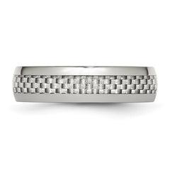 Chisel Stainless Steel Polished with Grey Carbon Fiber Inlay 6mm Band