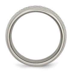 Chisel Stainless Steel Polished with Grey Carbon Fiber Inlay 8mm Band