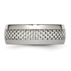 Chisel Stainless Steel Polished with Grey Carbon Fiber Inlay 8mm Band
