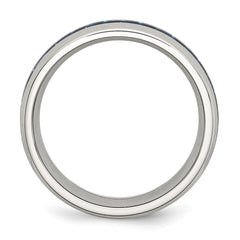 Chisel Stainless Steel Polished with Blue Carbon Fiber Inlay 8mm Band