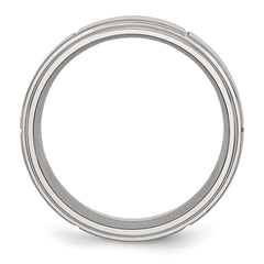 Chisel Stainless Steel Brushed and Polished Grooved 8mm Ridged Edge Band