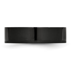Chisel Stainless Steel Polished Black IP-plated 6mm Flat Band