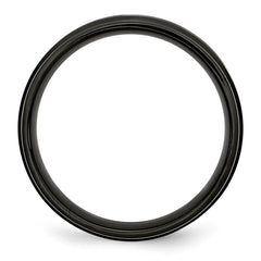 Chisel Stainless Steel 6mm Black IP-plated Brushed Center with Polished Edges Band