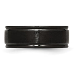 Chisel Stainless Steel Polished with Brushed Center Black IP-plated 8mm Band