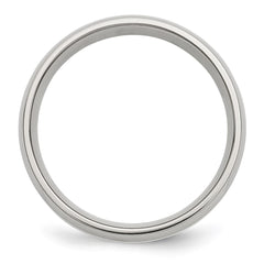 Chisel Stainless Steel with Sterling Silver Inlay Polished 6mm Band