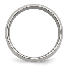 Chisel Stainless Steel with Sterling Silver Inlay Polished 8mm Band