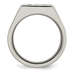 Chisel Stainless Steel Brushed Black IP-plated with CZ Signet Ring
