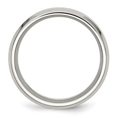 Chisel Stainless Steel Polished with Black Koa Wood Inlay Enameled 8mm Band