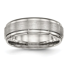 Chisel Stainless Steel Brushed and Polished 7mm Ridged Edge Band