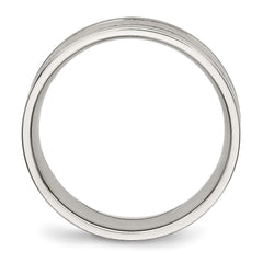 Chisel Stainless Steel Brushed and Polished 6mm Ridged Flat Band