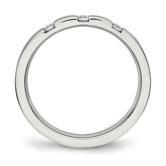 Chisel Stainless Steel Polished 3 Stone CZ 2.5mm Flat Band