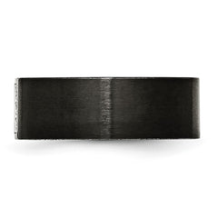 Chisel Stainless Steel Brushed Black IP-plated with CZ 8mm Flat