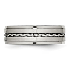 Chisel Stainless Steel Brushed and Polished Twisted 7mm Band