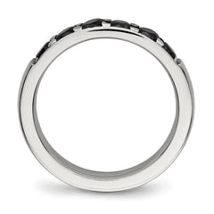 Chisel Stainless Steel Polished Black CZ 4mm Band