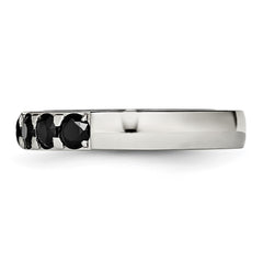 Chisel Stainless Steel Polished Black CZ 4mm Band