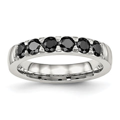 Chisel Stainless Steel Polished Black CZ 4mm Band