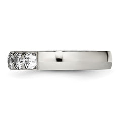 Chisel Stainless Steel Polished CZ 4mm Band
