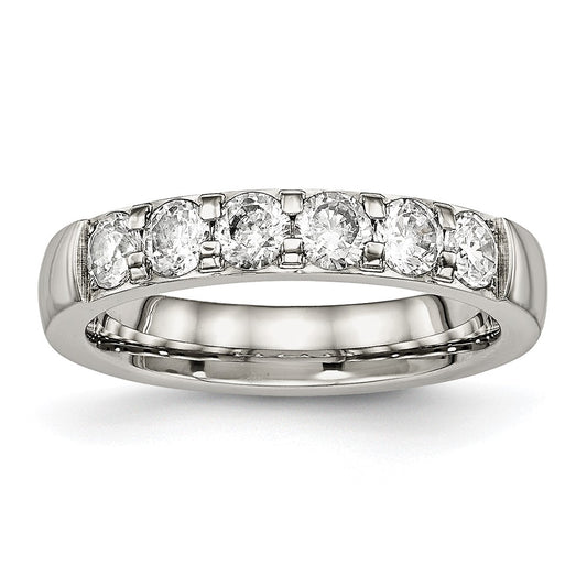 Chisel Stainless Steel Polished CZ 4mm Band