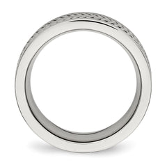 Chisel Stainless Steel Brushed and Polished Twisted 7mm Band
