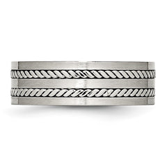 Chisel Stainless Steel Brushed and Polished Twisted 7mm Band