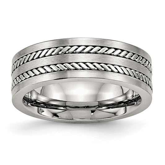 Chisel Stainless Steel Brushed and Polished Twisted 7mm Band