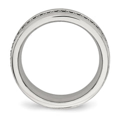 Chisel Stainless Steel Brushed and Polished Black CZ 6.5mm Band