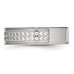 Chisel Stainless Steel Polished with CZ 6.5mm Band