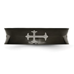 Chisel Stainless Steel Polished Black IP-plated Cross 6mm Concave Band
