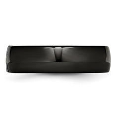 Chisel Stainless Steel Polished and Laser Cut Black Ceramic with CZ Ring