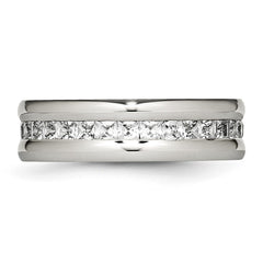 Chisel Stainless Steel Polished with CZ 7mm Band