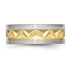 Chisel Stainless Steel Brushed Yellow IP-plated 8mm Grooved Band