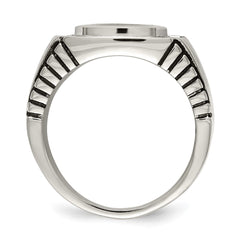Chisel Stainless Steel Polished with CZ Signet Ring